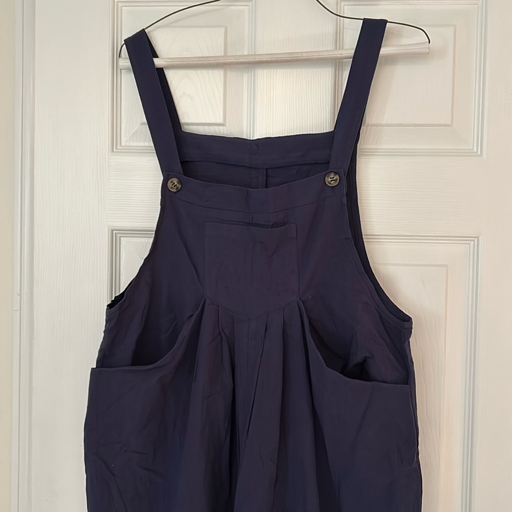 Navy wide leg light weight overalls